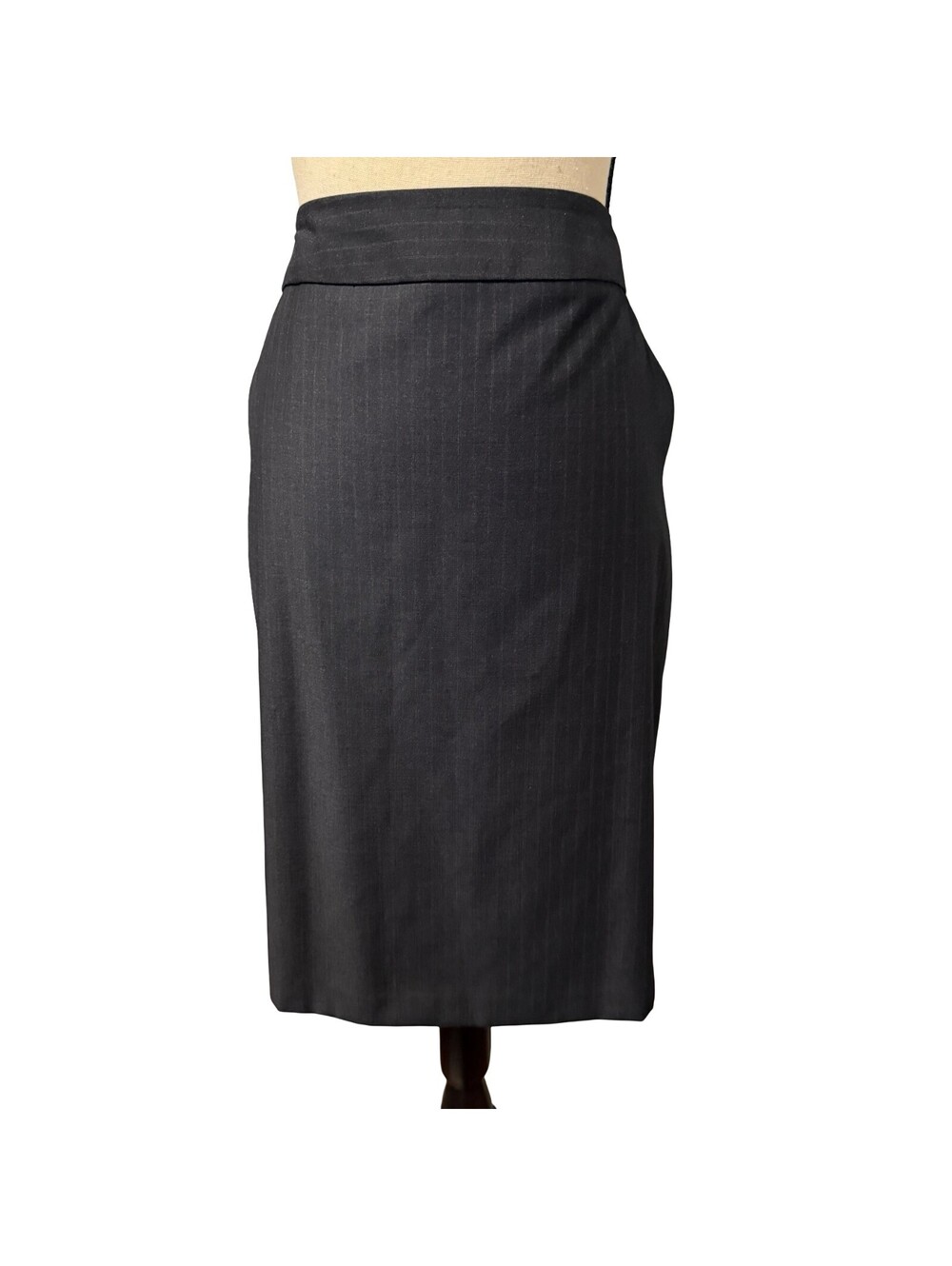 Calvin Klein Black Pinstripe Pencil Skirt - Size 12
